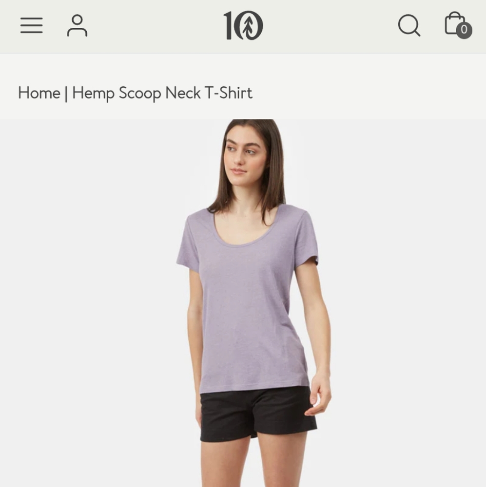 TenTree Women's Purple Hemp Scoop Neck T-Shirt